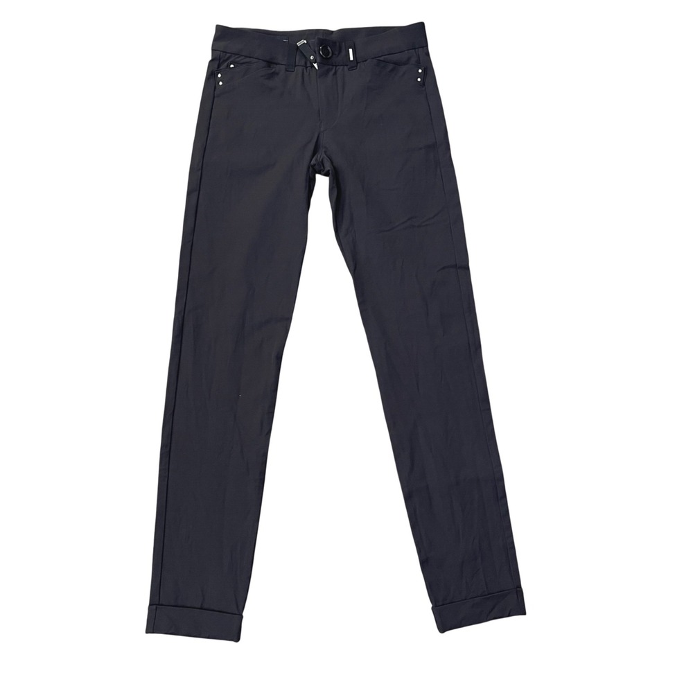 HIGH Use Womens Black Pants Trousers Slim Leg Ankle Cuffed D Ring Detail Size 27